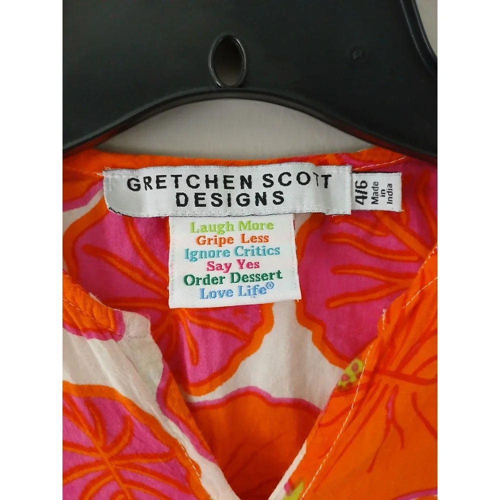 Gretchen Scott Girls Size 4/6 Blouse 3/4 Sleeve Floral Nature Animal 100% Cotton - Picture 7 of 12